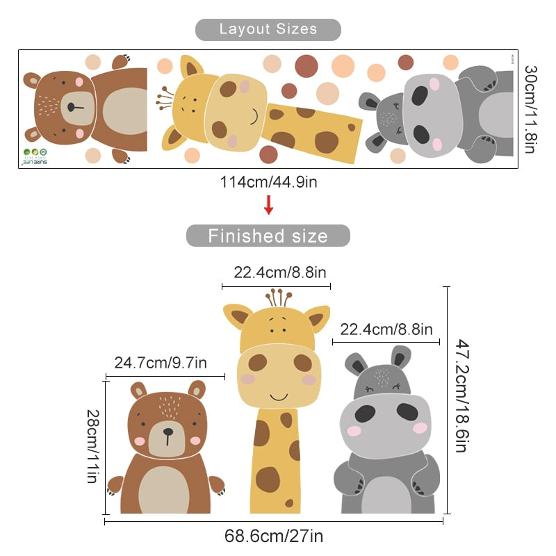 Adorable Cartoon Animal Dots Wall Stickers: Transform Your Child's Room with Whimsical Charm