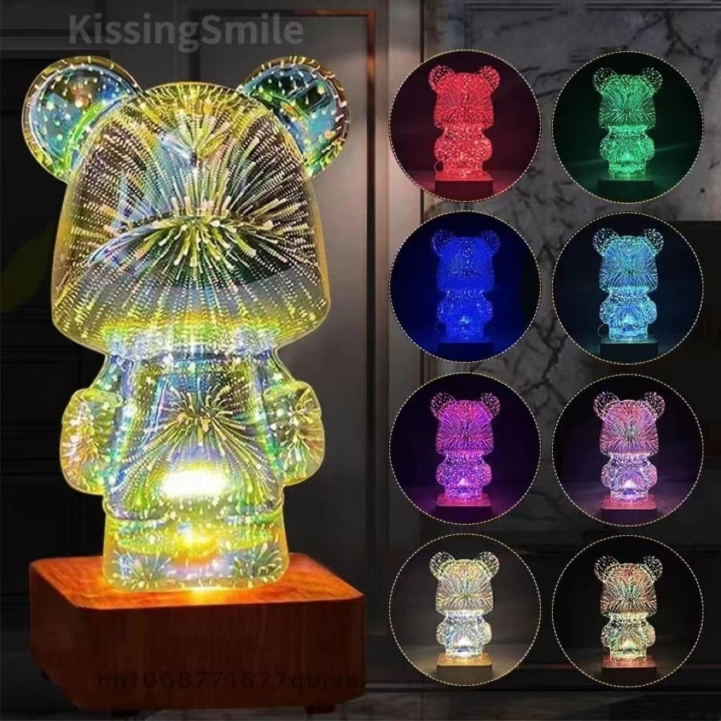 3D Fireworks Bear Decorative Light