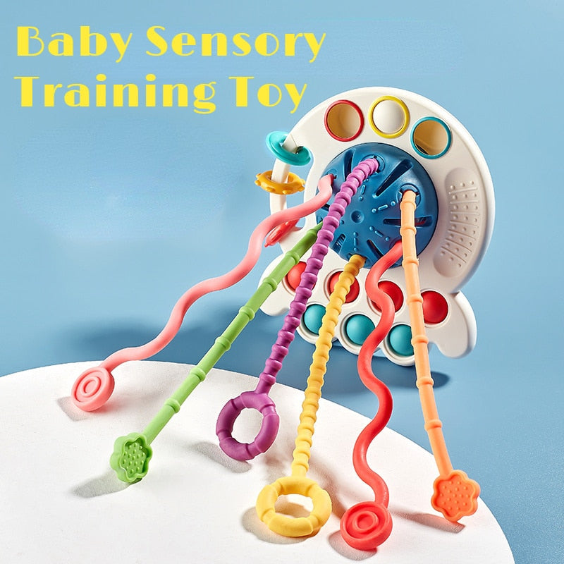 Montessori Sensory Development Toys: Pull-String Finger Grasp Trainer for Early Learning and Teething (BPA-Free, 1-3 Years)