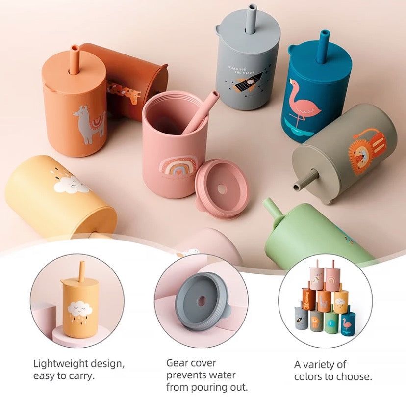 Toddler Silicone Straw Cup-Spill Proof Sippy Cup