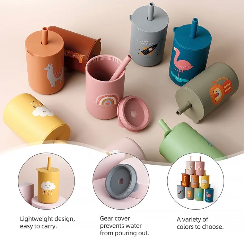 Toddler Silicone Straw Cup-Spill Proof Sippy Cup