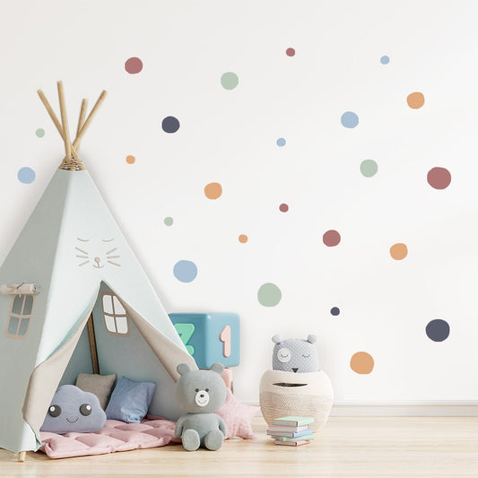 Vibrant Cartoon Polka Dots Children Wall Stickers: Transform Your Kids' Bedroom with Playful Colors