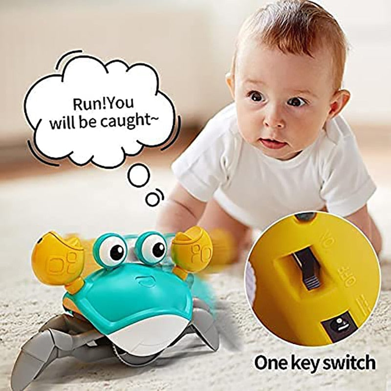 Crawling Crab Baby Toy Gifts,Infant Tummy Time Toys,Cute Dancing Walking Moving Babies Sensory Induction Crabs with Light Up Music for 6-12 1-3 Year Old Toddler Gifts