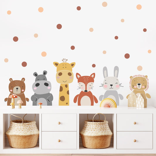 Adorable Cartoon Animal Dots Wall Stickers: Transform Your Child's Room with Whimsical Charm