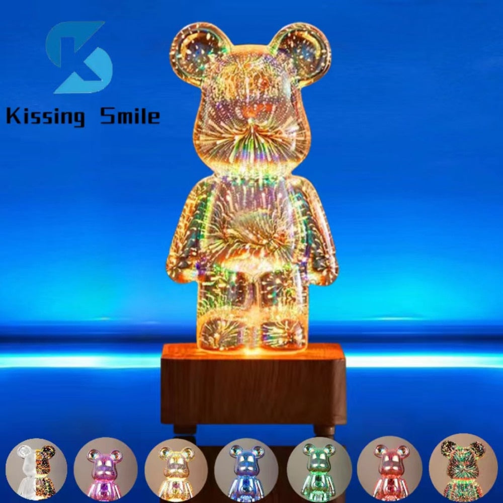 3D Fireworks Bear Decorative Light